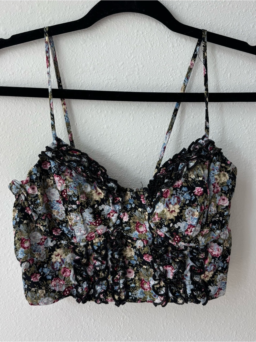 black floral croptop